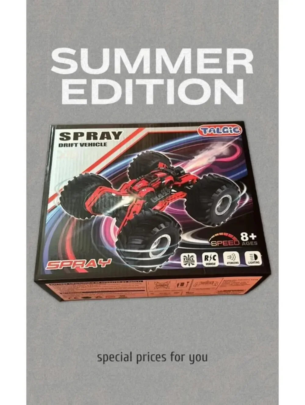 SprayDrift Remote Control Monster Truck Toy - Best Gift for the Kids/Collectors